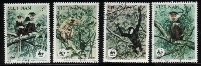 VIETNAM 1987 WWF APES SET OF 4 VFU - Andere & Zonder Classificatie