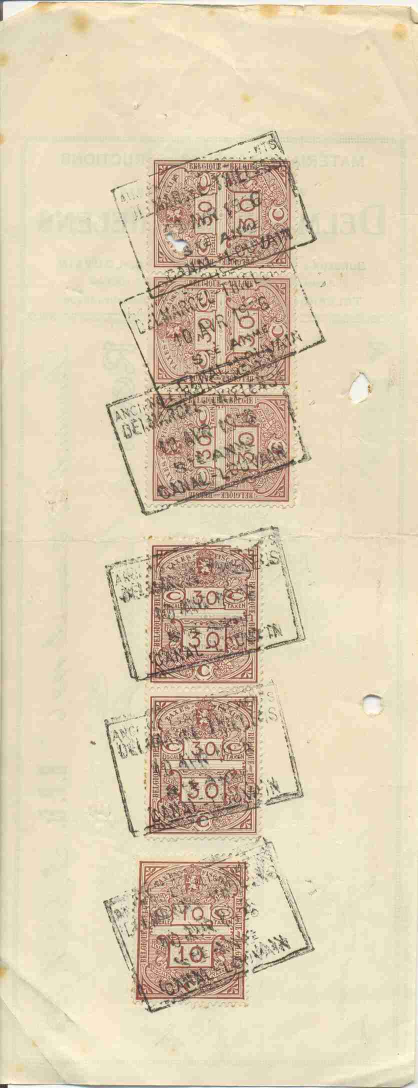 Fiscale Zegels Op Document , 1926 , Zie Scans Voor Schade, (2de Scan Zijn De Zegels Van Document) - Documents