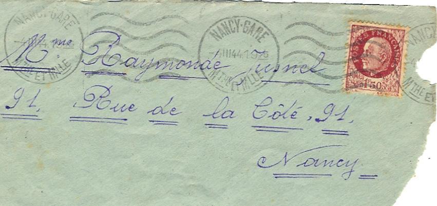 Devant De Lettre 1944 Départ Nancy N° 517 - 1941-42 Pétain