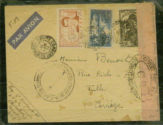 GUINEE CENSURE MILITAIRE  1941 Vers La France - Other & Unclassified