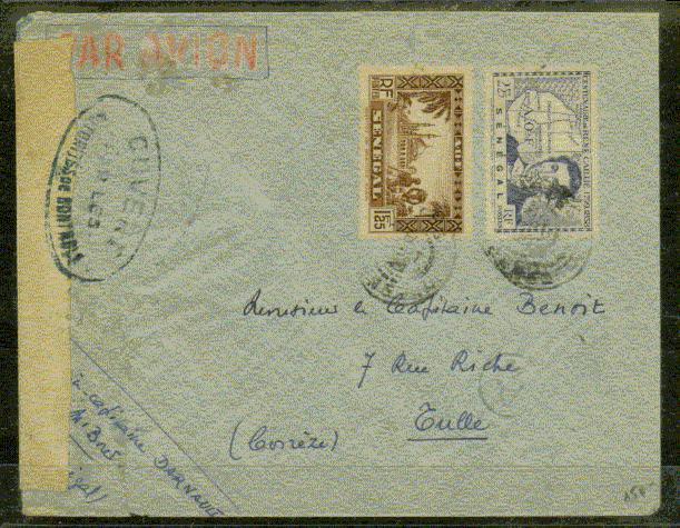 SENEGAL CENSURE MILITAIRE  1942 Vers La France - Other & Unclassified