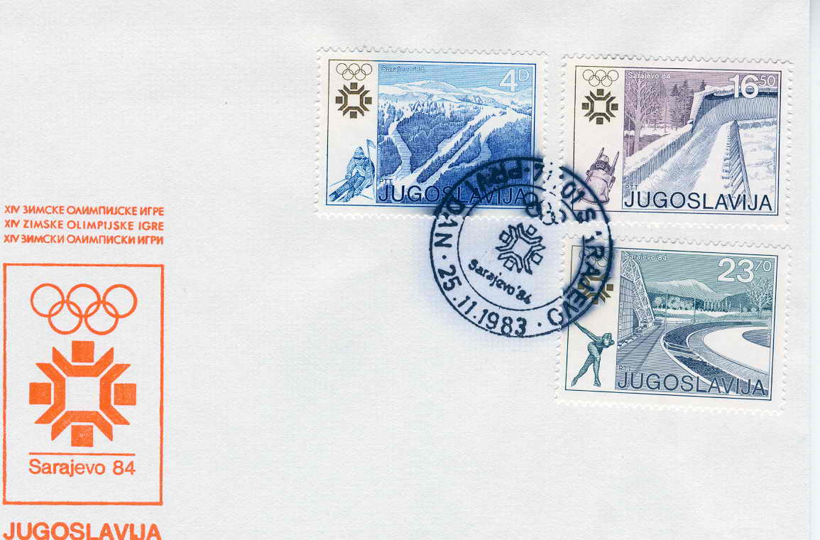 SKI FDC 1983 YOUGOSLAVIE JEUX DE SARAJEVO SKI, PATINAGE DE VITESSE ET BOBSLEIGH - Invierno