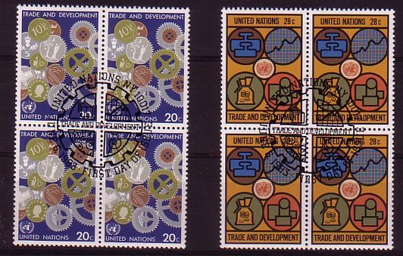 NATIONS UNIS - Bureau De New York - 388/389 Obli Bloc De 4 Cote 5,80 Euros Depart à 10% - Used Stamps