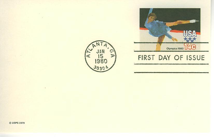 B0465 Entier Postal Patinage Artistique Premier Jour FDC USA 1979 Jeux Olympiques De Lake Placid - Eiskunstlauf