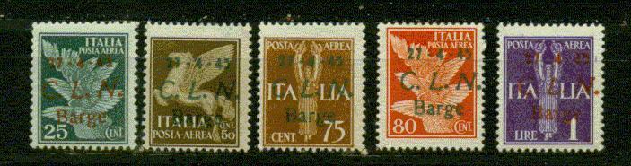 ITALIE EMISSION LOCALE BARGE Nº 12 A 16 ** 1945  RRR - Emisiones Locales/autónomas