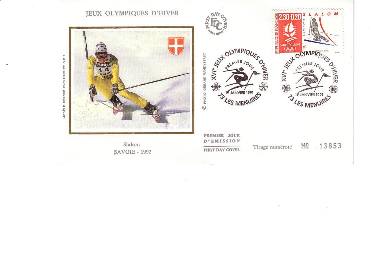 FRANCE : 5 Enveloppes FDC JEUX OLYMPIQUES D'HIVER ALBERTVILLE 1992 - Winter 1992: Albertville