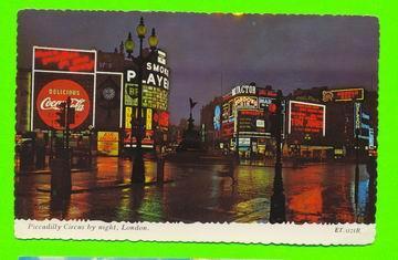 LONDON, UK - PICCADILLY CIRCUS BY NIGHT - TRAVEL IN 1969 - VALENTINE - - Piccadilly Circus