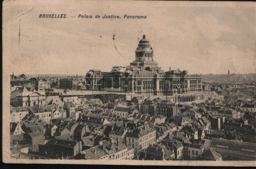 CPA BELGIQUE BRUXELLES PALAIS DE JUSTICE PANORAMA 1913,timbré,ecrite,propre - Panoramische Zichten, Meerdere Zichten