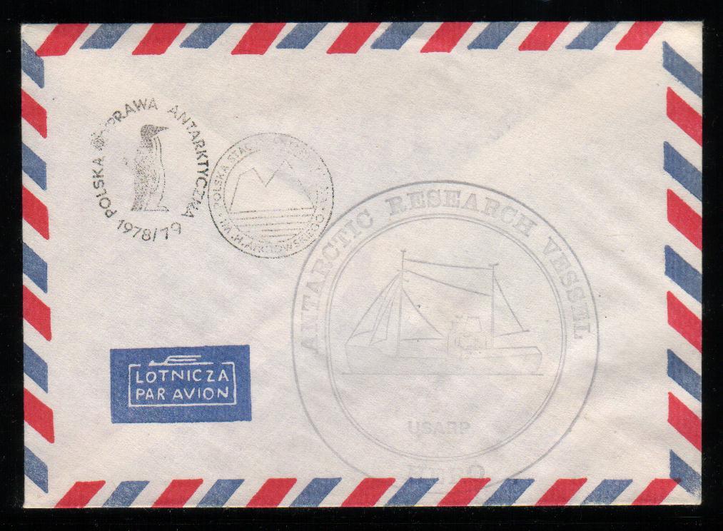 POLAND ANTARCTIC STATION COVER 1978-1979 PENGUIN ICEBERG RESEARCH VESSEL HERO USARP SHIP HANDSTAMPS - Altri & Non Classificati