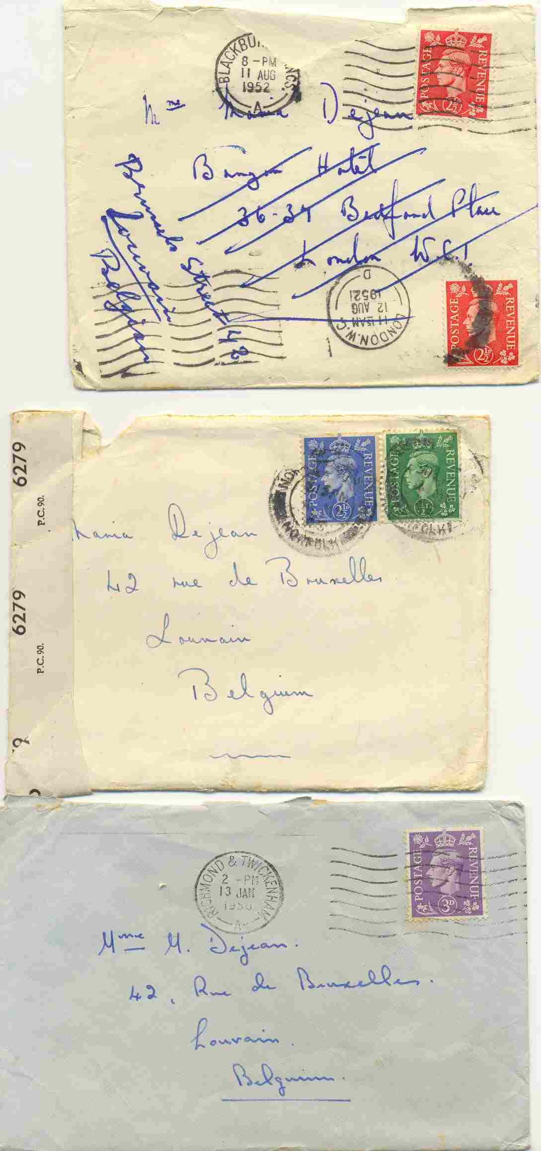 Letters To Belgium , 9 Letters Zie Scan Lot 4 Sommige Met Schade - Stamped Stationery, Airletters & Aerogrammes