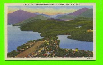 LAKE PLACID, NY - CITY & MIRROR LAKE FROM AIRPLANE - - Adirondack