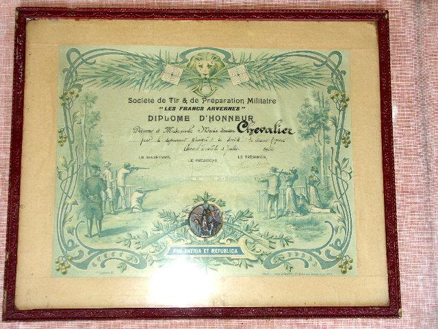 Diplôme De La Sté De TIR Et De Prépa Militaire "Les Francs Arvernes" - Documenti