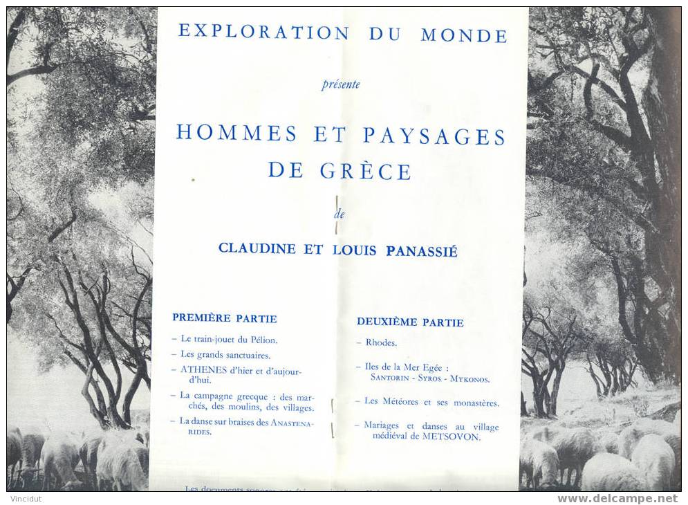 Exploration Du Monde : Hommes Et Paysages De Grèce Par Claudine Et Louis Panassié - Programmes