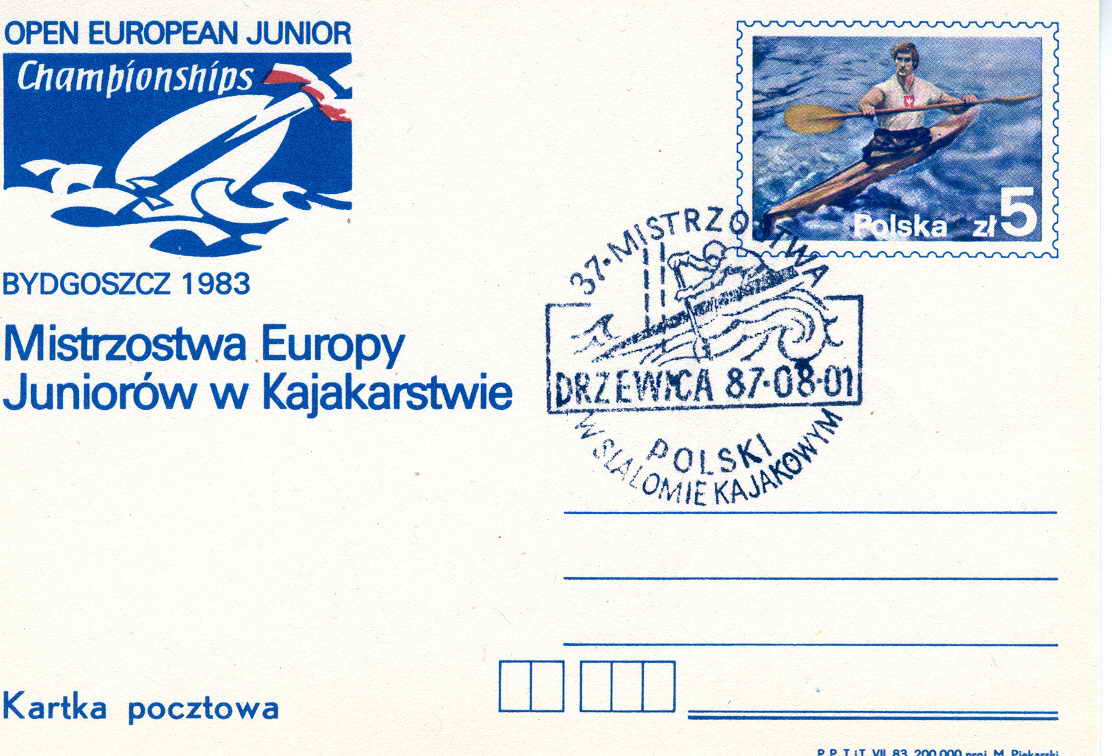 CANOE/AVIRON ENTIER POSTAL CANOE CHAMPIONNATS EUROPE JUNIOR + OBLITERATION TEMPORAIRE CANOE 1987 CHAMPIONNATS DE POLOGNE - Aviron