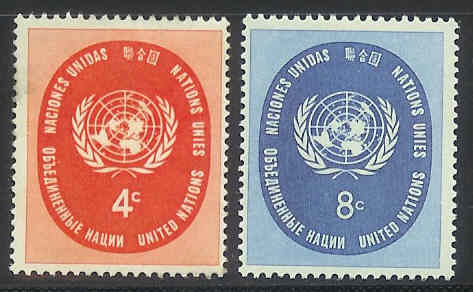 UNO New York 1958 Mint Hinged Stamps Definitives 70-71 #3814 - Autres & Non Classés