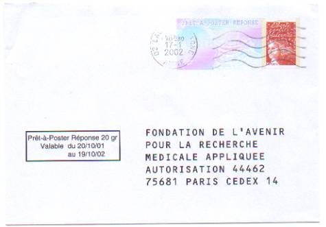 PAP Réponse Fondation De L´avenir Pour La Recherche Médicale Appliquée - Oblitéré - N° 0102507 - Prêts-à-poster:Answer/Luquet