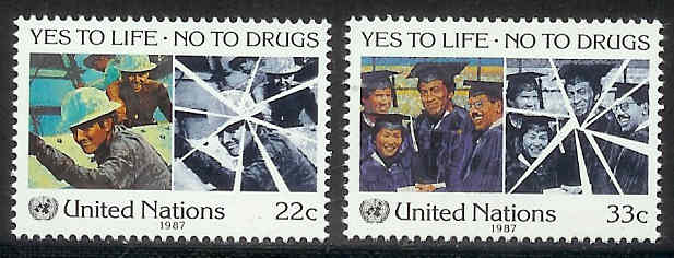 UNO New York 1987 MNH Stamp(s) Anti Drugs 522-523 #3940 - Andere & Zonder Classificatie