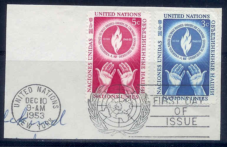 UNO New York 1953 Stamp(s) On Paper Human Rights 25-26 #3969 - Other & Unclassified