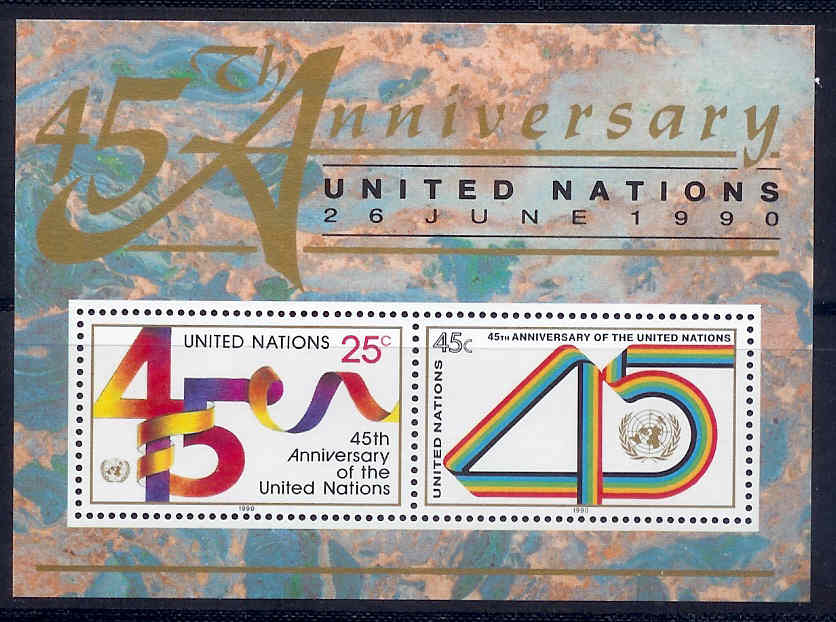 UNO New York 1987 MNH Block 11 45 Years UNO #3954 - Autres & Non Classés