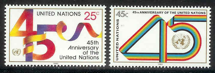 UNO New York 1990 MNH Stamp(s) 45 Years UNO 602-603 #3955 - Andere & Zonder Classificatie