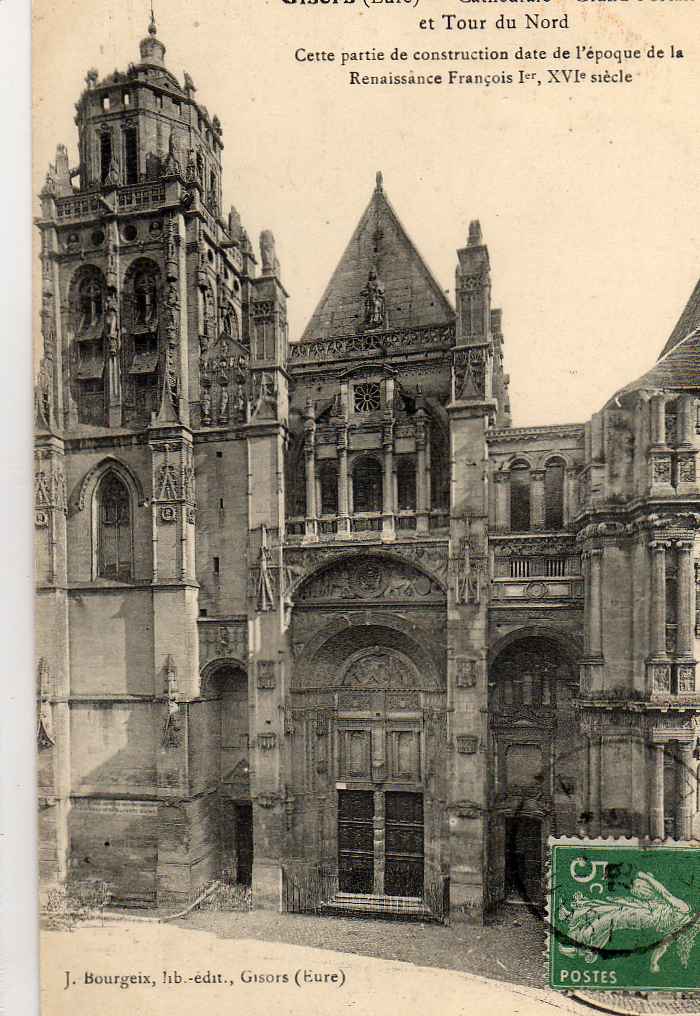 27 GISORS Cathédrale, Grand Portail, Tour Du Nord, Ed Bourgeix, 191? - Gisors