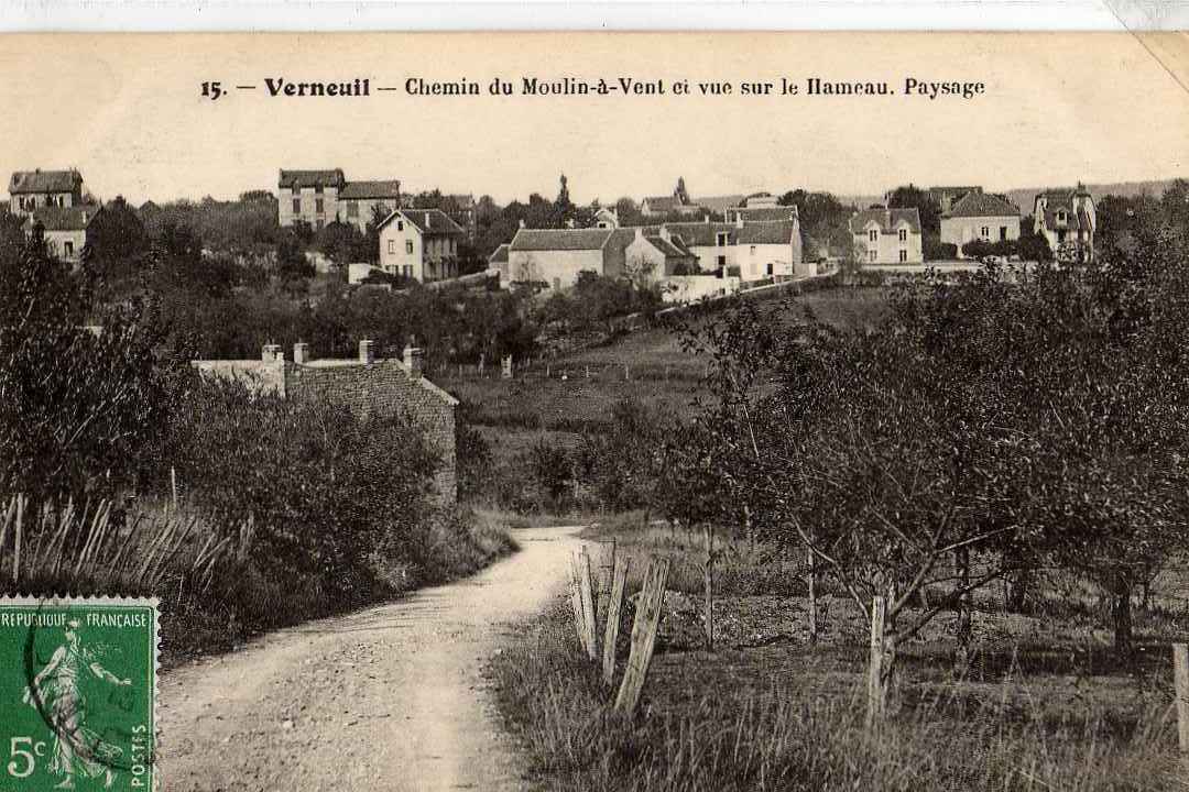 27 VERNEUIL Chemin Du Moulin à Vent Et Vue Sur Le Hameau, Paysage 1913 - Verneuil-sur-Avre