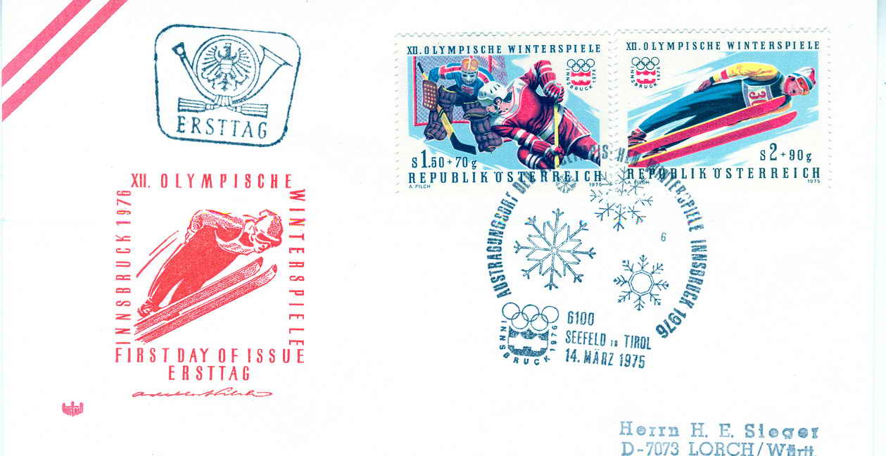 HOCKEY SUR GLACE OBLITERATION TEMPORAIRE 1976 JEUX OLYMPIQUES DE INNSBRUCK - Winter 1976: Innsbruck