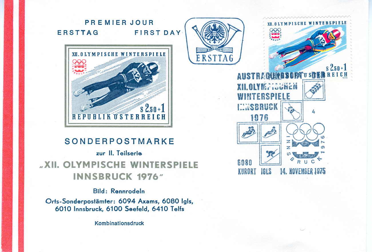 LUGEOBLITERATIONTEMPORAIRE AUTRICHE JEUX OLYMPIQUES D´INNSBRUCK 1976 - Wintersport (Sonstige)