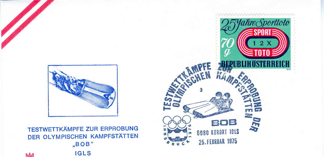 BOBSLEIGH  OBLITERATION TEMPORAIRE AUTRICHE 1976 JEUX OLYMPIQUES D´INNSBRUCK BOBSLEIGH - Wintersport (Sonstige)