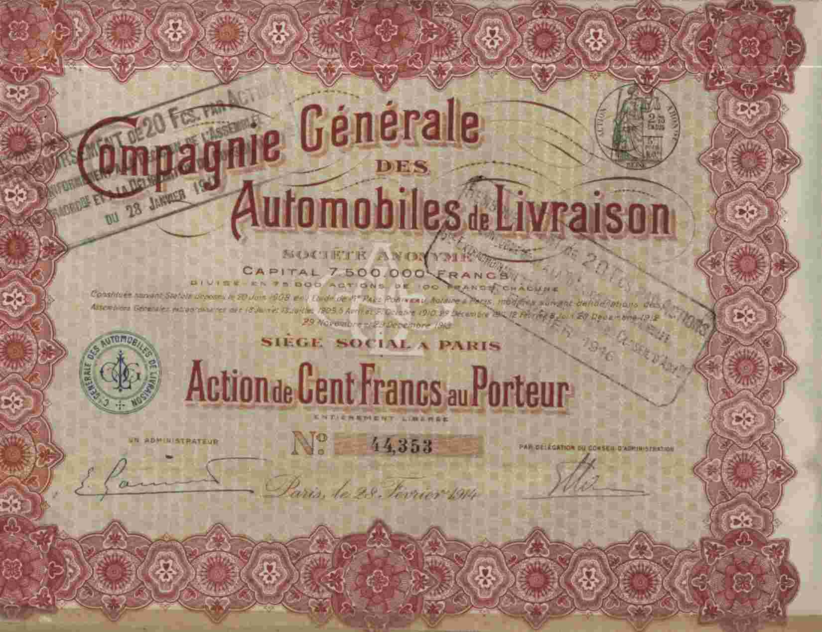 CIE GENERALE DES AUTOMOBILES DE LIVRAISON - Automobile