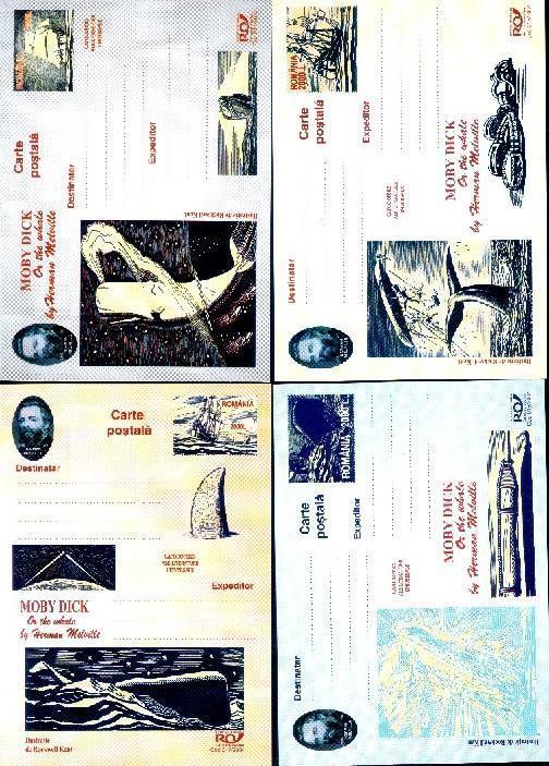 WAHLE 9 Post Cards 2004 New  Postmark,MOBY DIK Special Postmark HERMAN MELVILLE Writer. - Wale