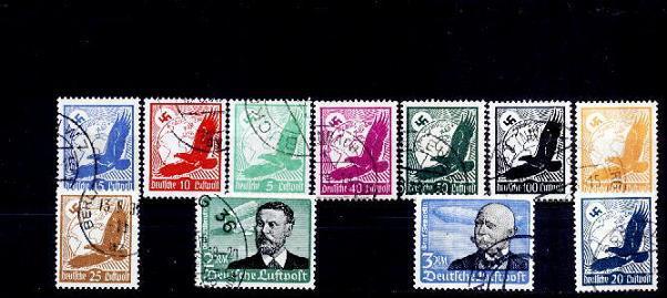 Allemagne Empire Yv.no.PA  43/53 Obliteres,serie Complete(d) - Posta Aerea & Zeppelin