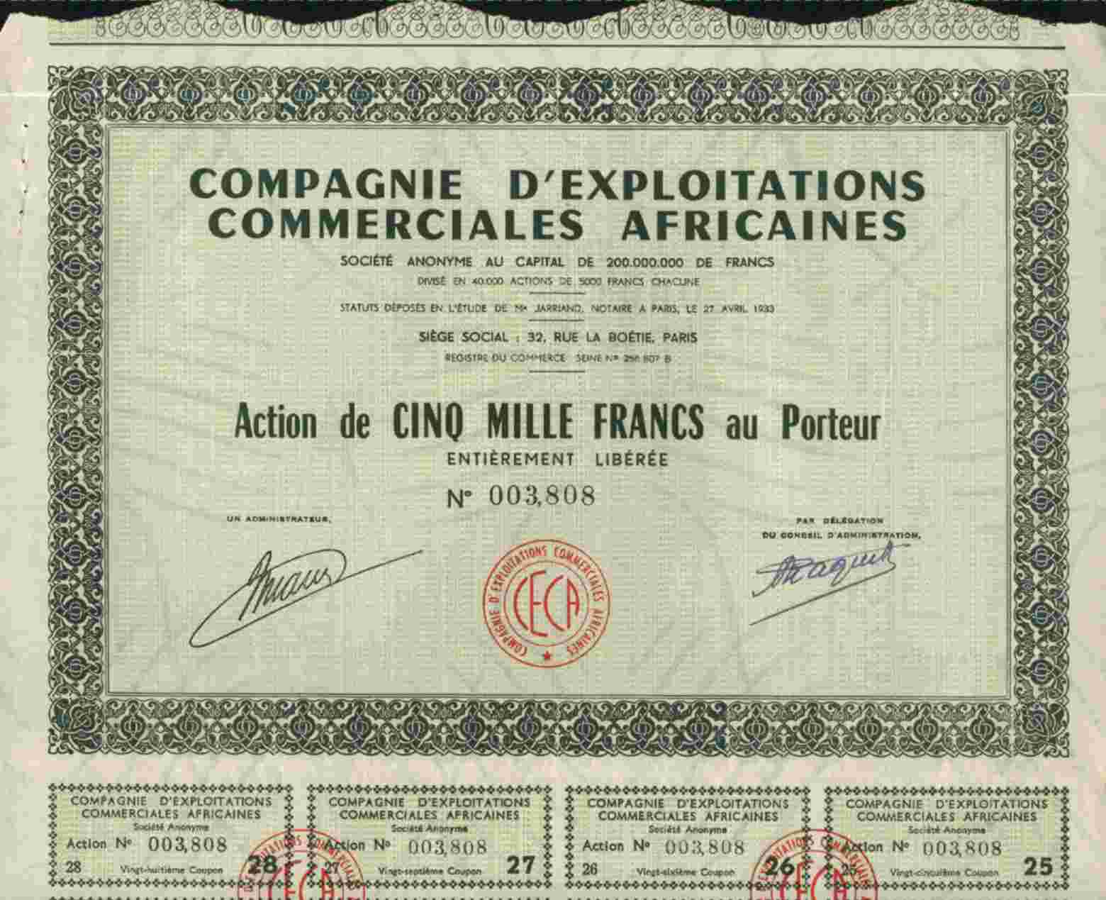 CIE D´EXPLOITATIONS COMMERCIALES AFRICAINES - Afrika