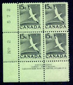 CANADA   Scott #343 VF MINT NH Lower Left PLATE #2 BLOCK CPB-7 - Plate Number & Inscriptions