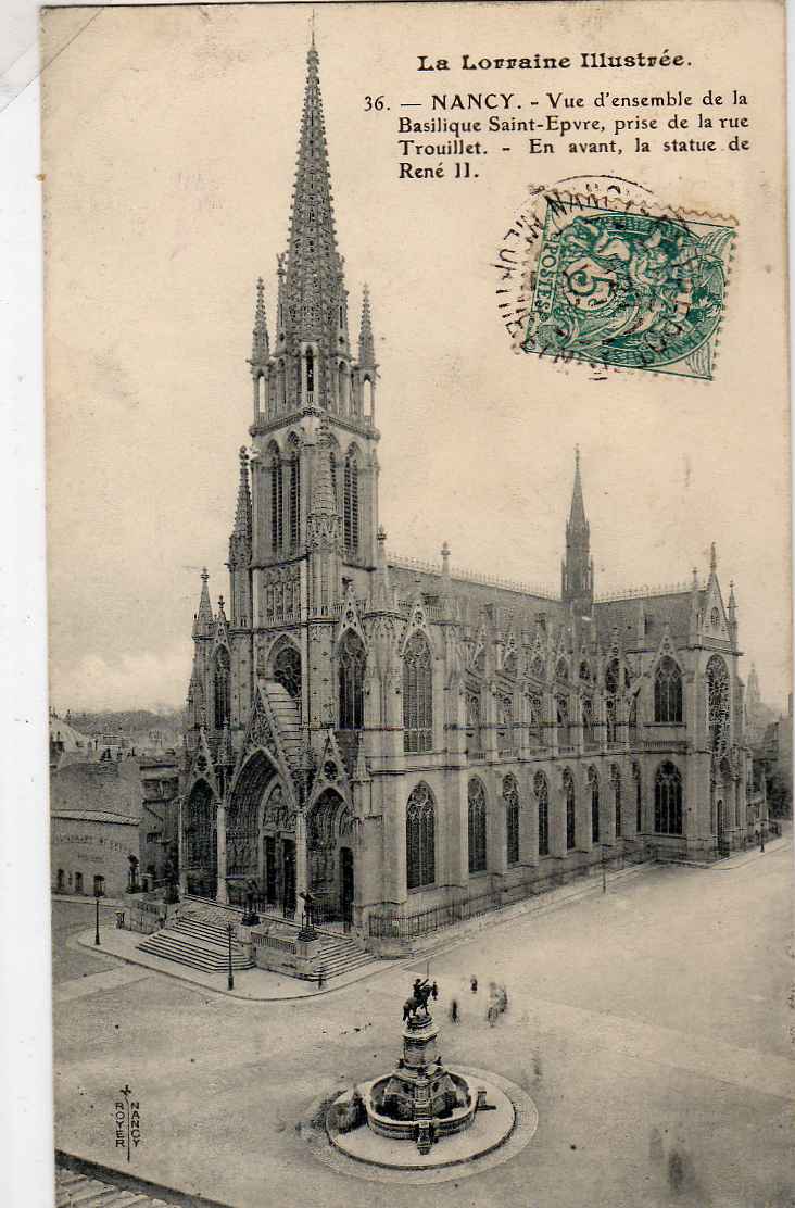 54 NANCY Eglise, Basilique St Epvre, Vue D'Ensemble Prise Rue Trouillet, Ed Royer 36, Lorraine Illustrée, 1906 - Nancy