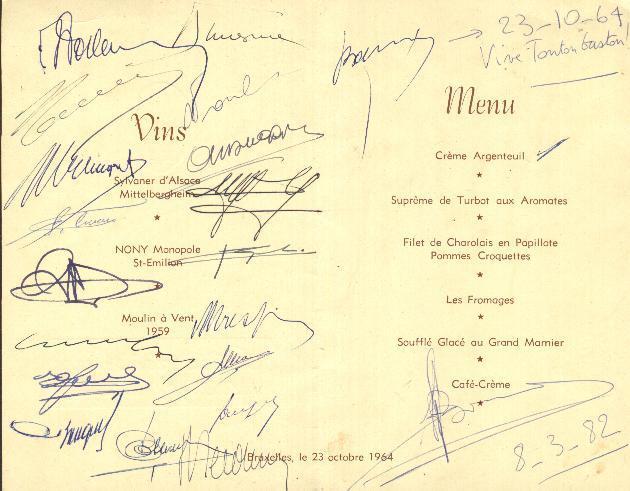 Menu De La Rôtisserie D'Alsace Du 23/10/1964 - Menus