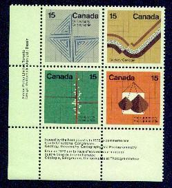 CANADA   Scott # 582-5 VF MINT NH Lower Left INSCRIPTION BLOCK CPB-14 - Plate Number & Inscriptions