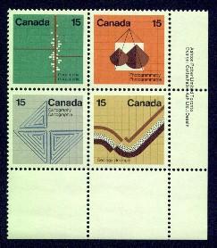 CANADA   Scott # 582-5 VF MINT NH Lower Right INSCRIPTION BLOCK CPB-20 - Plate Number & Inscriptions