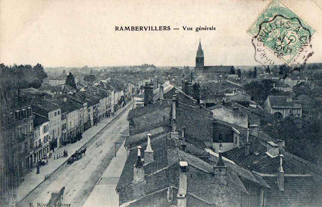 88 RAMBERVILLERS Vue Générale, Cachet Ambulant Rambervillers à Charmes, Ed Rivot, 1906 - Rambervillers