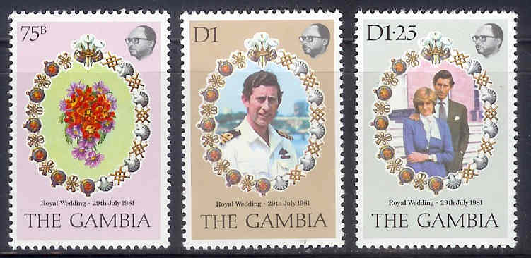 GAMBIA 1981 DIANA Stamp(s) Wedding SG454-456 #3119 - Royalties, Royals