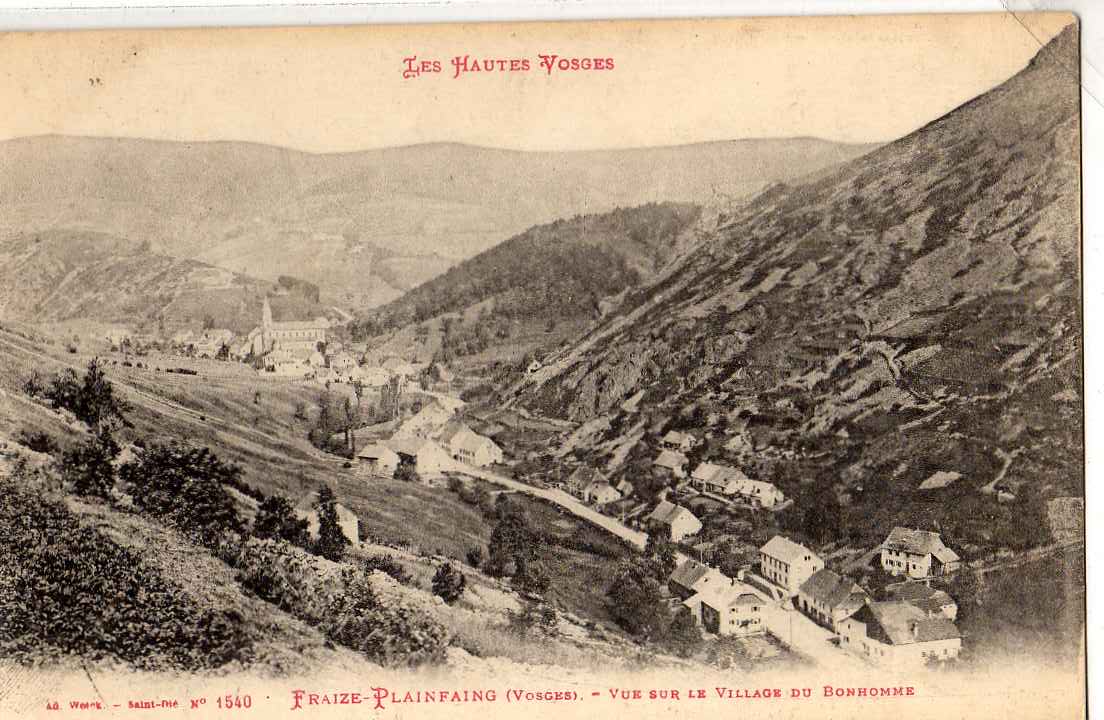 88 FRAIZE PLAINFAING Vue Sur Le Village De Bonhomme 1915 - Fraize