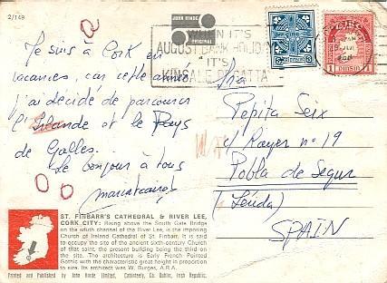 Postal  CORCKIGH (EIRE) 1968 A Pobla De Segur (lerida), Ships - Covers & Documents