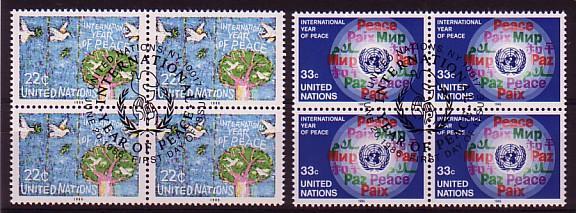 NATIONS UNIS - Bureau De NEW YORK - 465/466 Obli (bloc De 4) Cote 7,60 Euros Depart à 10% - Used Stamps