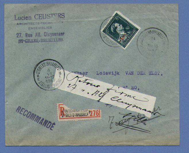 724T Op Aangetekende Brief Van St-GILLIS Op 6/6/1947 Naar Liedekerke , Niet Afgehaald / Afwezig........ - 1946 -10%
