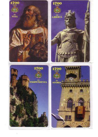 SAN MARINO  Set Of 4.MINT Cards - Di Vita , Di Liberta , Di Indipendenza , Di Storia ( Castle , Palace , Chateau ) - San Marino