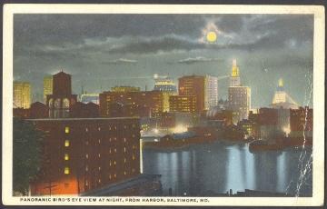 Bird`s Eye View At Night From Harbour, Baltimore, Md, USA - Baltimore