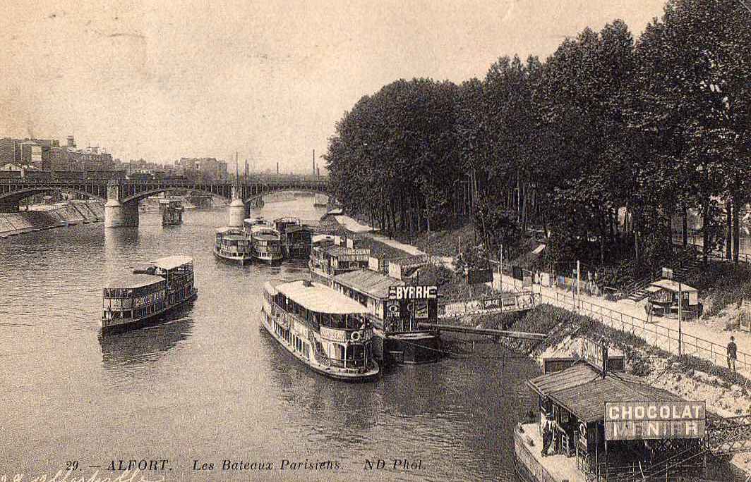 94 ALFORT (Maisons Alfort) Bords De Marne, Bateaux Parisiens, Pub Byrrh Chocolat Menier, Ed ND 29, 1912 - Maisons Alfort