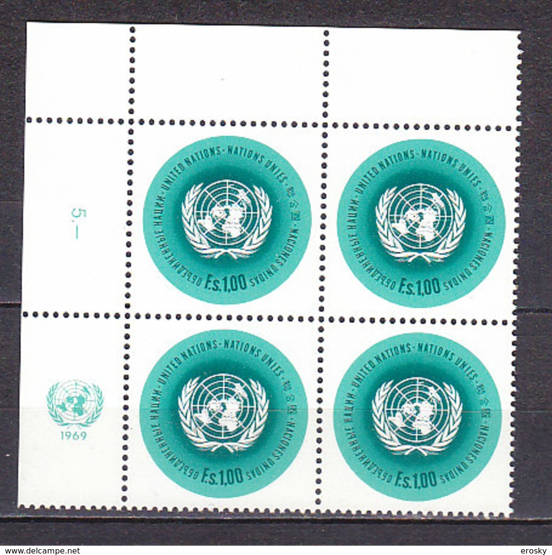 H0455 - UNO ONU GENEVE N°11 ** BLOC AVEC TAB - Unused Stamps