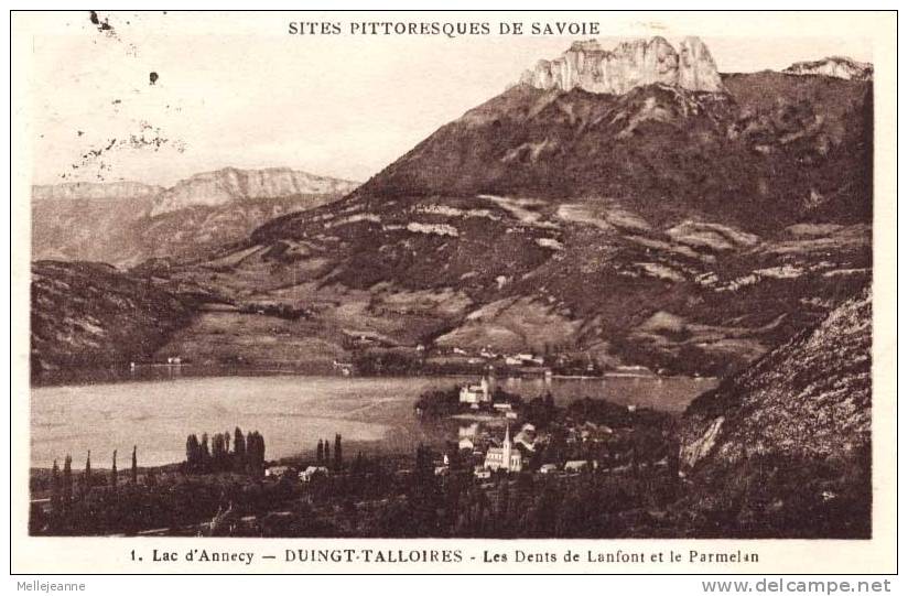 CPA Duingt Talloires (74, Haute Savoie) Lac D´Annecy , Dents De Lanfont Et Parmelan , 1923 - Talloires