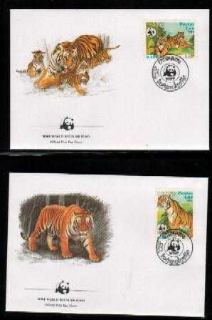 WWF 0008 1983 LAOS TIGER SET OF 4 FDCS - Other & Unclassified